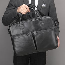 Briefcases Men's Genuine Leather Bag Men Man Briefcase Business Handbag Casual Laptop 15.6 Portfolio For Documents A4 8331Briefcases