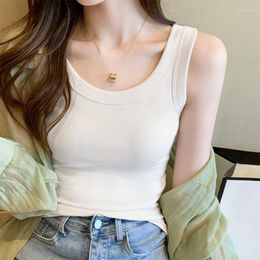 Women's Tanks Summer Ribbed Knitted Tank Tops Women Off Shoulder Crop Basic Shirts Casual Suspender Sport Vest Slim Y2k BottomingTops