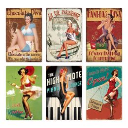 Girl Plaque Metal Retro Sexy Metal Sign Tin Sign Beer Girl Metal Poster Wall Decoration Bar Bar Club Man Cave Retro Sign 30X20cm W03