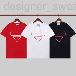 Men's T-Shirts Designer New Mens t Shirt Fashion Luxury Triangle Letter Printing Pattern Round Neck Short-sleeved Pure Cotton Clothing Casual Sports Breathable PYPC