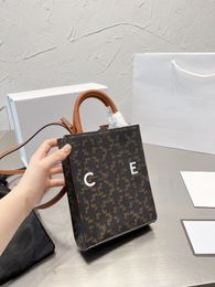 CABAS Umhängetaschen Damen Cabas Handtasche Umhängetasche Umhängetasche Pochette Griffe aus echtem Leder Bedruckter Buchstabe Verstellbarer langer Riemen Geldbörsen Beutel