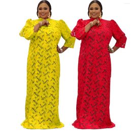 Ethnic Clothing Fashion African Dresses For Women Dashiki Loose Lace Dress Clothes Bazin Embroidery Robe Abay Dubai Muslim Kaftan Abayas