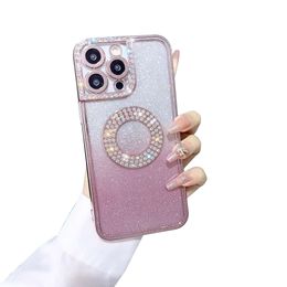 Gradient Glitter Electroplated Rhinestone Phone Case For iPhone 14 Plus 13 12 11 Pro Max Luxury Ladies Diamond Studded Cover Shockproof