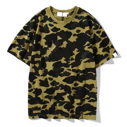 Mens t Shirts Designers Summer Loose Shark Printed T-shirts Camouflage Short Sleeve High Street Casual T-shirt for Men Women 111