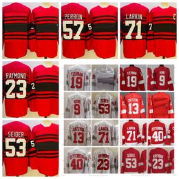 2022 Reverse Retro Hockey Jerseys 71 Dylan Larkin 23 Lucas Raymond 53 Moritz Seider 57 David Perron 40 Henrik Zetterberg 9 Gordie Howe 19 Steve Yzerman 13 Pavel Datsyuk