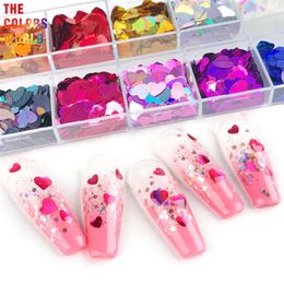 Nail Glitter TCT-391 Heart Shape Valentine's Day Nail Glitter Nail Art Decoration Makeup Tattoo Tumblers Craft DIY Accessoires Festival Party 230302