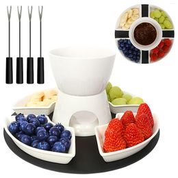 Bowls 11pcs Fondue Set Ceramic Serving Melt Chocolate Cheese Porcelain Perfect Gift For Home Friends