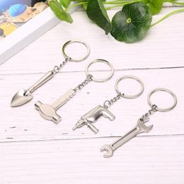 Keychains 8types Portable Mini Hammer Wrench Pliers Shovel Metal Key Ring Pendant Tool Miri22