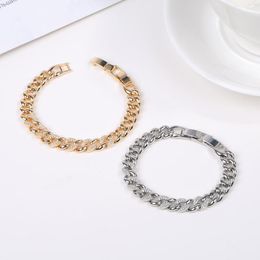 Link Bracelets Fashion Women Chunky Classical Row Micro-inlaid Zircon Buckle Bangle Cuban Jewellery Accessory Gift Chain