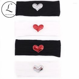 Hair Accessories Soft Born Baby Girls Heart Patch Cotton Headbands Summer Stretch Ribbed Head Wrap Turban Gifts