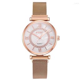 Wristwatches Luxury 2023 Rose Gold Bracelet Watch For Women Watches Sliver Ladies Female Stainless Steel Magnet Wristwatch Relogio FemininoW