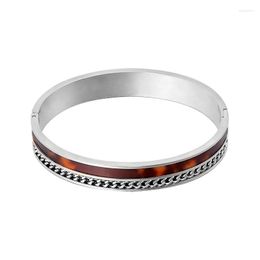 Bangle Titanium Steel Bracelet With Inlaid Chain Resin Wish French For Women Wedding Birthday Gifts Female Costume Accessories