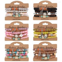 Strand DIEZI Bohemian Crystal Pearl Beads Bracelets For Women Girls Elastic Rope Chain Leaves Heart Bracelet Pulseira Feminina