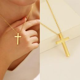 Pendant Necklaces Cross Shaped Women's Necklace Gold Silver Colour Clavicle Chains For Women Fashion Ornament Jewellery Wholesale