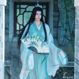 Anime Costumes Chinese Anime Novel The Scum Villain Self Shen Qingqiu Cosplay Unisex Hanfu Dress Women Anime Halloween Come Chinese Fan Wig Z0301