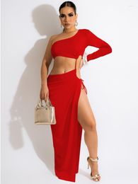 Casual Dresses Summer One Shoulder Birthday Party Dress For Women Side Split Ruched Drawstring Vestidos Attractive Backless Black Red