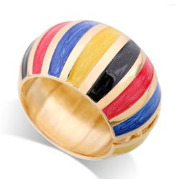 Bangle Trendy Enamel Colourful Statement Bracelet For Women Gold Plated Multicolor Striking Fashion Cuff Jewellery