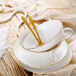 Mugs English Bone Coffee Cup and Saucer Afternoon Tea Simple Lotus Water Household 230302