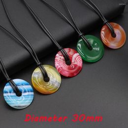 Pendant Necklaces Natural Stone Necklace Simple Round Donut Agates Crystal Good Quality Jewellery For Female Gifts
