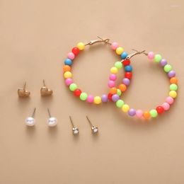 Hoop Earrings Studs Set Party Clothing Accessories Jewellery Gift6 Pairs Women Multicolor Mini Beads Rhinestones Inlay Al