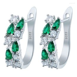 Hoop Earrings Chic Pear Cut Aquamarine Stud For Women Shape Cubic Glass Filledia Bride Wedding & Engagement Jewelry