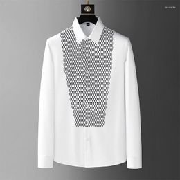 Men's Casual Shirts Court European Luxury Bead Print Long Sleeve Shirt Men's Autumn Fashion Brand Top Personalized