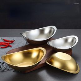 Bowls Muy Bien Korean Style Stainless Steel Ingot Bowl Rice Salad Dessert Fruit Tableware Plate Household Kitchen Container