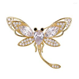 Brooches WEIMANJINGDIAN Brand Arrival Gold Plated Sparkly Cubic Zirconia Crystal Dragonfly Brooch Pin Jewellery Gifts