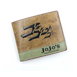 Wallets Anime JoJo Bizarre Adventure Wallet Khaki PU Leather Coin PurseL230303