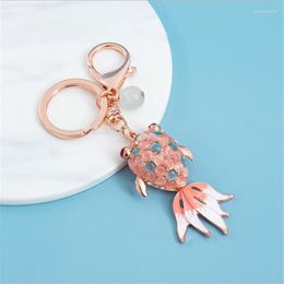 Keychains Cute Cool Lovely Rhinestone Goldfish Keyring Crystal Purse Handbag Car Key Keychain Party Wedding Birthday Gift