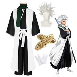 Anime Costumes Anime Bleach Hitsugaya Toushirou Cosplay Come ThousandYear Blood War Arc Captain of the 10th Division Black Uniform Scarf Cl Z0301