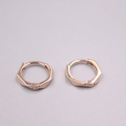 Hoop Earrings Real 18K Rose Gold 12x2mm Corner Cut Round Ear About 1.29g For Woman