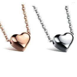 Choker Fashion Love Heart Pendant Chain Necklace For Women Stainless Steel Rose Gold Silver Colour Romantic Jewellery