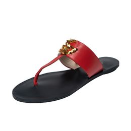 Leather Thong Sandal Women Men Fashion Designer Slippers Fashion Thin Flip Flops Shoes Summer Beach Casual Slides 36--42