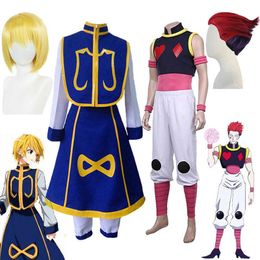 Anime Costumes Anime Cartoon HUNTERHUNTER Kurapika Hisoka Cosplay Come Aldult Unisex Top Vest Pants Skirt Wig Halloween Suit Z0301