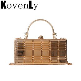 Handbags For Women Luxury Evening Clutch Purse Gold Metal Box Party Hand Bag Women Shoulder Messenger Bag Female Fashion Bags 230303
