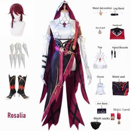 Anime Costumes Genshin Impact Rosaria Cosplay Come Sexy Unisex Game Role Playing Clothing Full Sets Red Wig Shoes Nun Uniform Rosalia Dress Z0301
