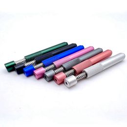 Colorful Aluminium Alloy Pipes Portable Press Spring Dry Herb Tobacco Cigarette Holder Smoking Filter Mouthpiece Dugout Innovative Tips