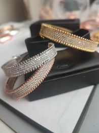 gold diamond tennis bracelet designer bangle two Colours overlap designer Jewellery femme silver set Love Women Men couple bracelets gold jewlery party gifts cool