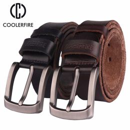 Belts CCOOLERFIRE Men Belt Full Grain 100 Real Genuine Cowskin Top Layer Leather Soft Jeans Cowhide Belts For Men TM053 Z0228