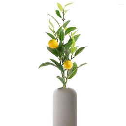 Decorative Flowers Green Plants Branch Decor Artificial LemonTree Home For Flower Arrangement Party Simulation Wedding Yellow Berries