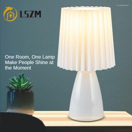 Table Lamps Modern Pleated Lamp 7W Ceramic Desk E27 Bedroom Bedside 3 Color Dimming Led Light Home Deco Fixtures