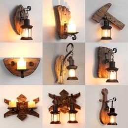 Wall Lamp Wooden Standing Lamps Metal Stand Fan Floor Retro Modern Design Wood Bedroom Lights