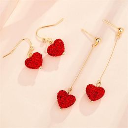 Dangle Earrings & Chandelier Temperament Super Flash Exquisite Small Red Heart Female Love Long Tassel Peach Chinese EarringsDangle Kirs22