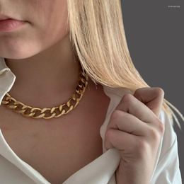 Choker Women's Thick Cuban Link Chain Necklaces For Men Gold Color Stainless Steel Hip Hop Neck Jewelry Statement Collier Female