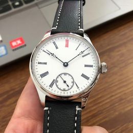 Wristwatches 41mm GEERVO NO LOGO Sapphire Crystal Or Mineral Glass White Enamel Dial Asian ETA6498 Mechanical Movement Men's Watch