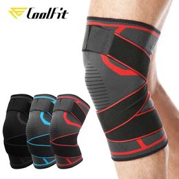 Elbow Knee Pads CoolFit 1PCS Dualuse Pressurised Knee Pads Strap Removable Knee Brace Support Crossfit Fitness Running Sports Knee Protector J230303