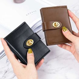 Wallets Chic Korea Solid Colour Card Holder Vintage Casual Women Wallet PU Leather Female Purse Money Clip Wallet Ins Lady Coin PurseL230303