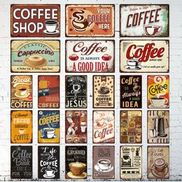 Coffee Vintage Decor Poster Tin Sign Metal Plaque Decorative Retro Plate Cafe Kitchen Living Room Coffee Bar Decor 30X20cm W03