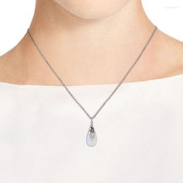 Pendant Necklaces Trendy Drop-Shaped Moonstone Necklace Crystal Inlaid Metal Sliding Women's Accessorie Party Jewellery